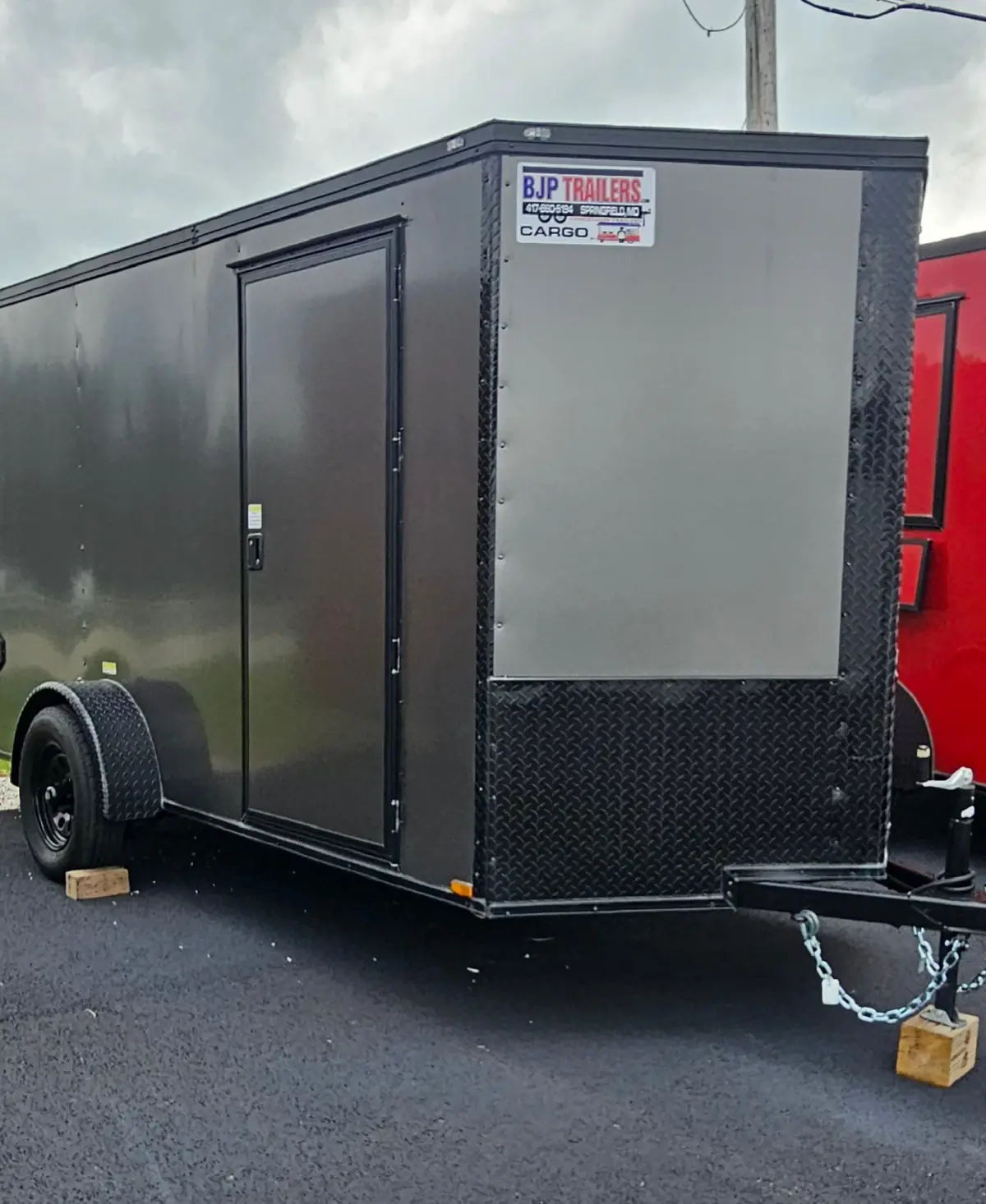 6×12SA Charcoal Enclosed Cargo Trailer #69540 — exterior view