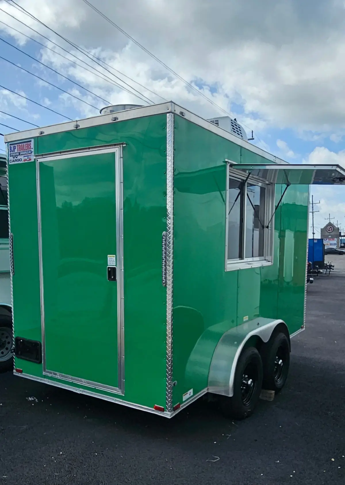 6×12TA Electric Green Concession Trailer #65888 — exterior view