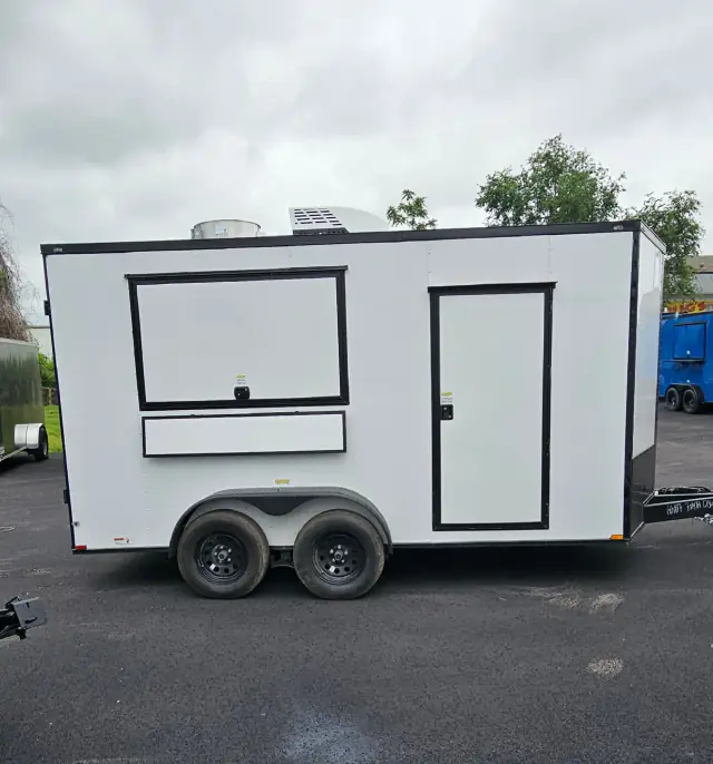 7×14TA White Food & Concession Trailer #66887 — exterior view