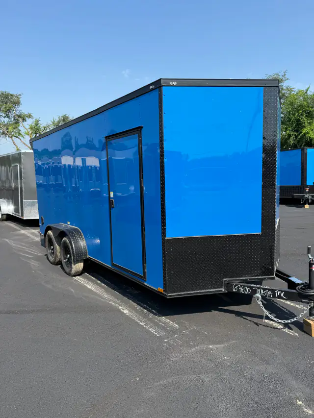 7×16TA - Cargo/Enclosed Trailer - Blue - Vin#67620 — exterior view