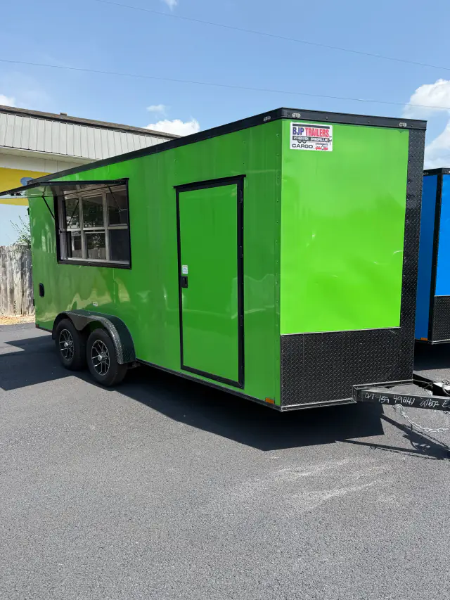 7×16TA Food & Concession Trailer - Window Only - Green Vin#49241 — exterior view