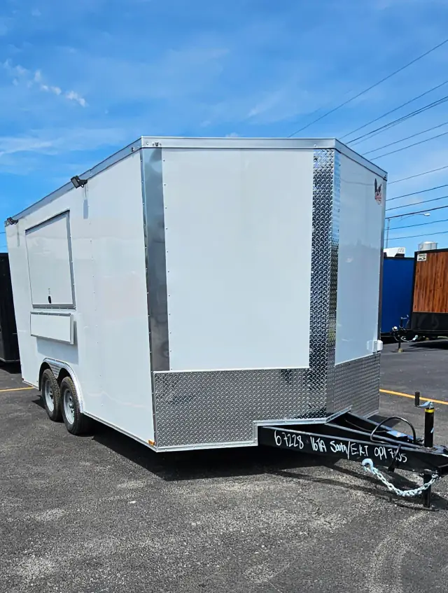 8.5×16TA White Food & Concession Trailer #67228 — exterior view