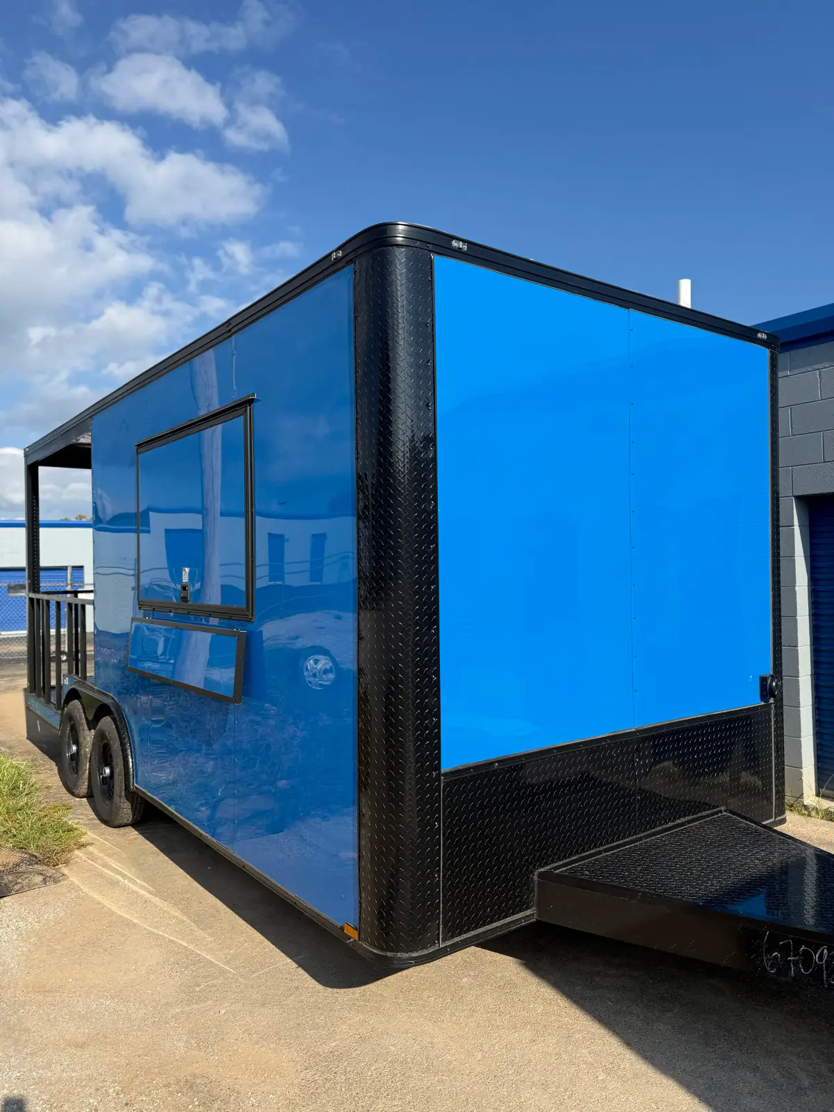 8.5×20TA3 - Food & Concession Trailer - with Porch - Blue - Vin#67093 — exterior view